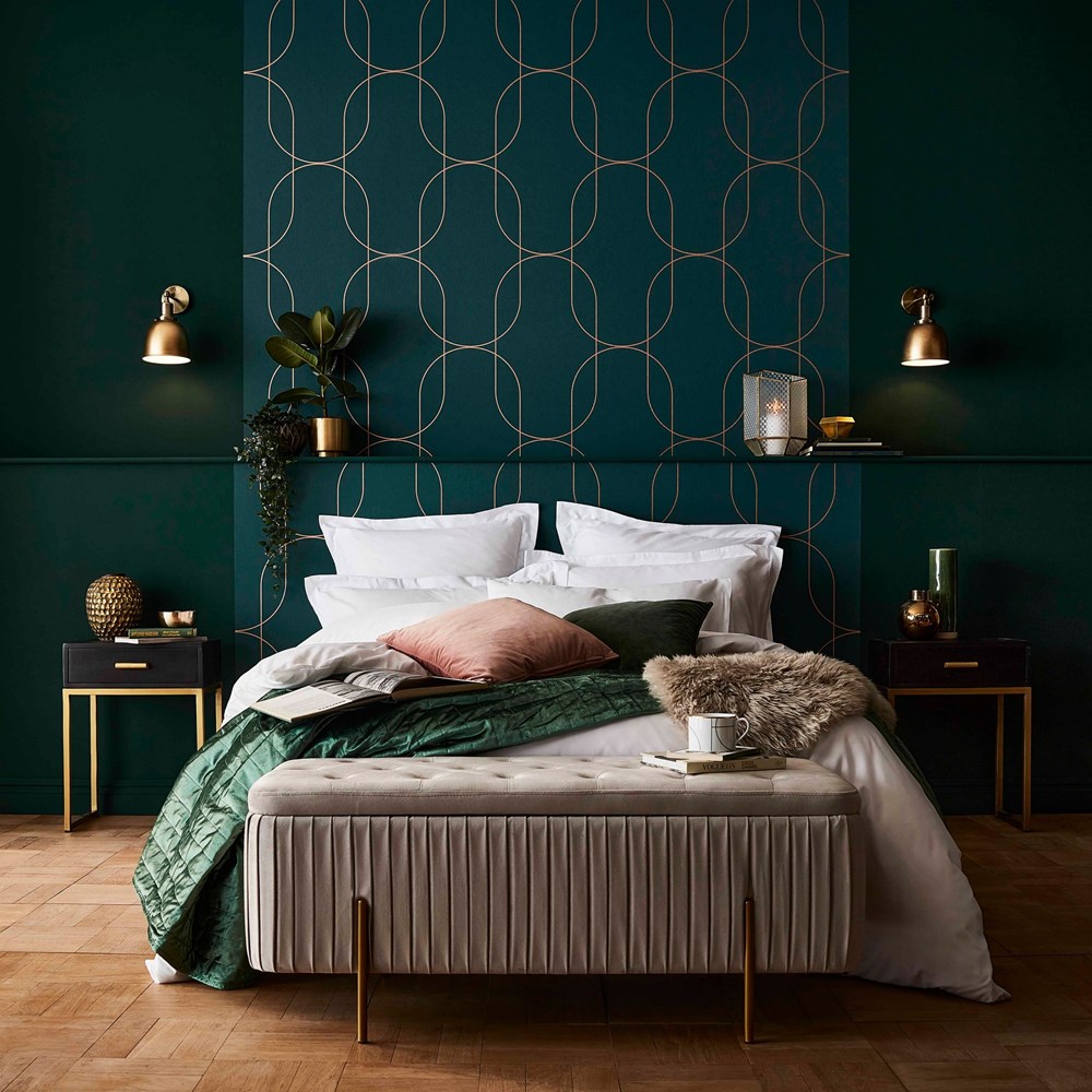 Palais Wallpaper 112190 by Graham & Brown in Green & Copper